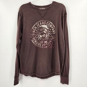 Cinch Mens Long Sleeve Crewneck Graphic T-shirt Medium Brown Western Cowboy